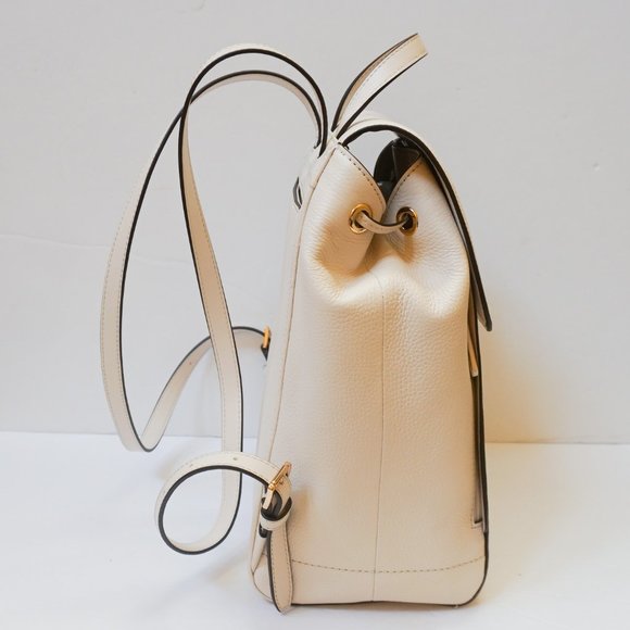 Michael Kors Ginger Medium Drawstring Backpack Pebbled Leather  Light Cream - Picture 5 of 11